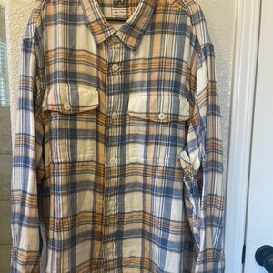 American Eagle Outfitters Blue and Tan Plaid Shirt